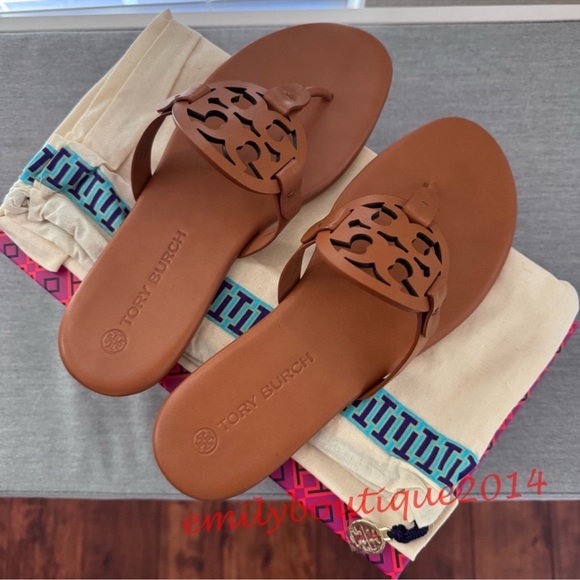 NIB Tory Burch Miller Size 10 Miele Calf Leather Sandals Brown 90582 - Picture 4 of 11
